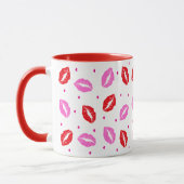 Kiss Lips Roze en Rood, Heart Ceramic Mok (Links)