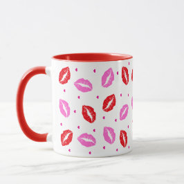 Kiss Lips Roze en Rood, Heart Ceramic Mok