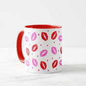Kiss Lips Roze en Rood, Heart Ceramic Mok (Voorkant links)