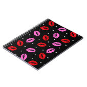Kiss Lips Roze en Rood, Hearts Notitieboek BLK (Linkerzijde)