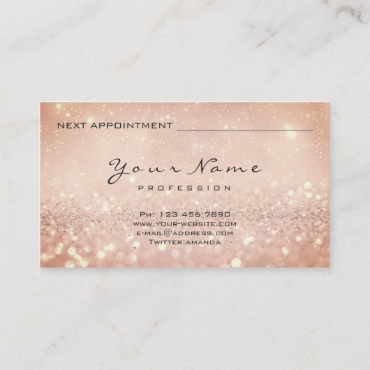 Kiss Lips Roze Makeup Artist Beauty Glitter Spark Afsprakenkaartje (Achterkant)