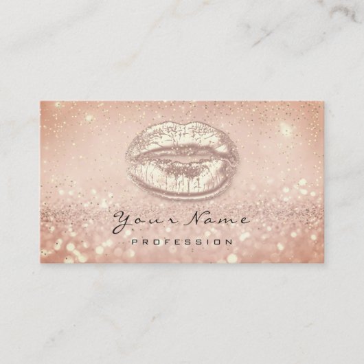 Kiss Lips Roze Makeup Artist Beauty Glitter Spark Afsprakenkaartje (Voorkant)