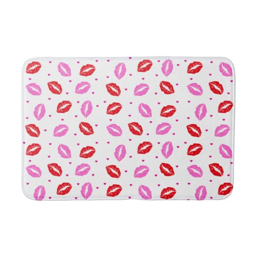 Kiss Lips Roze Rood en Harten Bath Mat (Voorkant)