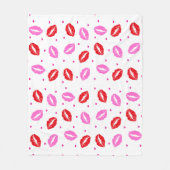 Kiss Lips Roze Rood en Harten Vluchten Blanket Fleece Deken (Voorkant)