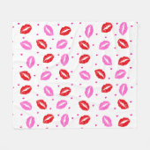 Kiss Lips Roze Rood en Harten Vluchten Blanket Fleece Deken (Voorkant (Horizontaal))
