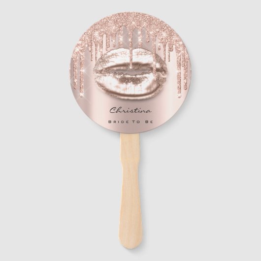 Kiss Lips Sweet 16th Vrijgezellenfeest Roos Sparkl Handwaaier (Achterkant)