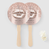 Kiss Lips Sweet 16th Vrijgezellenfeest Roos Sparkl Handwaaier (Voorkant en achterkant)