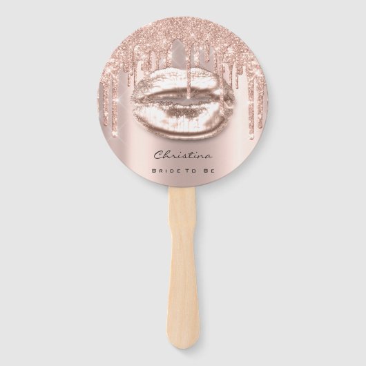 Kiss Lips Sweet 16th Vrijgezellenfeest Roos Sparkl Handwaaier (Voorkant)