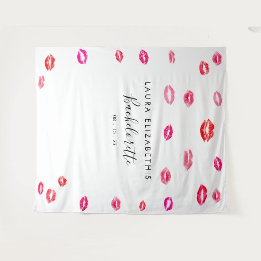 Kiss Lipstick Bachelorette Foto Booth Backdrop Wandkleed (Voorkant (horizontaal))