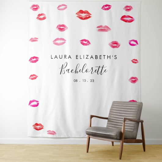 Kiss Lipstick Bachelorette Foto Booth Backdrop Wandkleed (In situ)