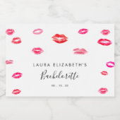 Kiss Lipstick Bachelorette Party Mini Sparkling Wijnetiket (Enkel label)