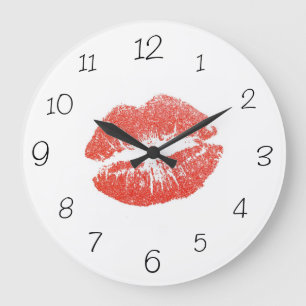 Kiss Mark Lips Wall Clock Grote Klok