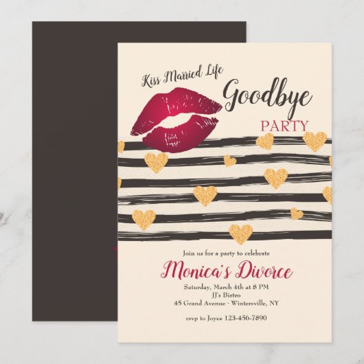 Kiss Married Life Goodbye Uitnodiging (Voorkant / Achterkant)