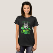 Kiss Me American Shorthair Cat Shamrock Clover Pat T-shirt (Voorkant volledig)