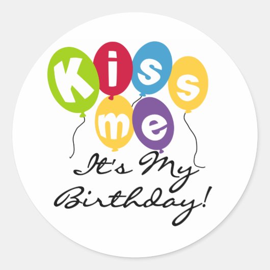 Kiss Me Birthday Ronde Sticker (Voorkant)