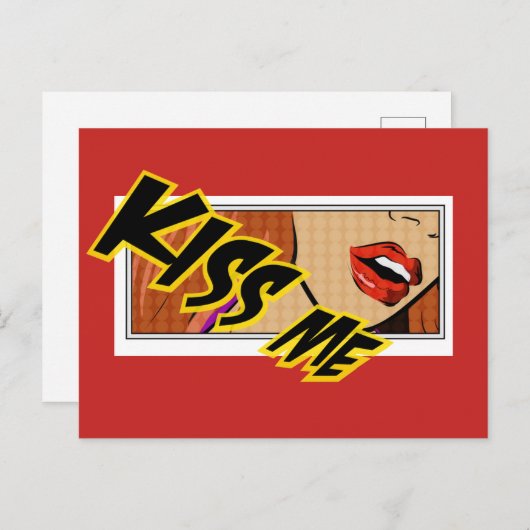 Kiss me Comic Pop Art Briefkaart (Voorkant / Achterkant)