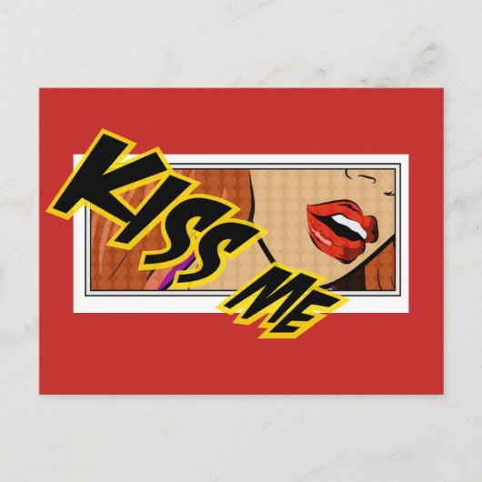 Kiss me Comic Pop Art Briefkaart (Voorkant)