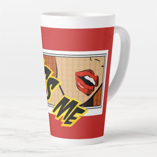 Kiss me Comic Pop Art Latte Mok (Rechterhoek)