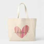 Kiss me Cute Pink getextureerd Heart Grote Tote Bag (Voorkant)