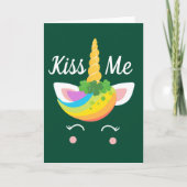 Kiss me Cute St. Patricks Day Unicorn Kaart (Voorkant)