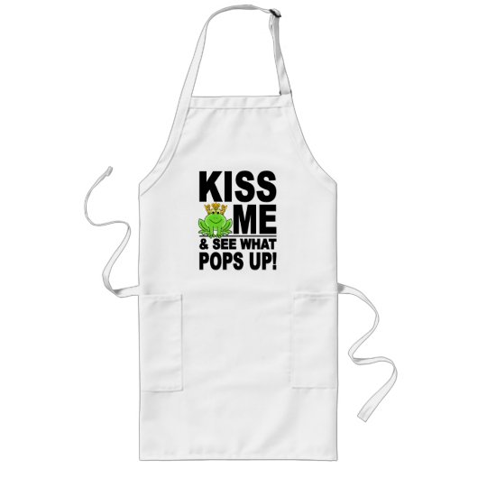 KISS ME Frog Apron - kies stijl en kleur Lang Schort (Voorkant)