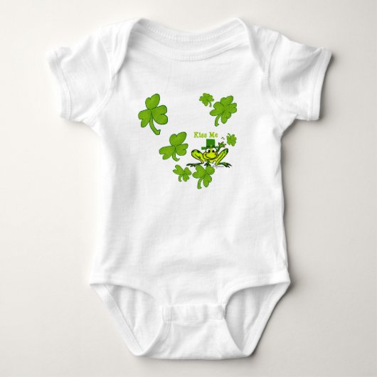 Kiss me Frog Irish Shamrocks Babies Romper (Voorkant)