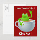 Kiss Me Frog Valentijns Briefkaart (Voorkant / Achterkant)