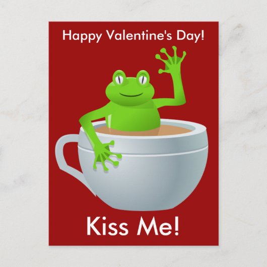 Kiss Me Frog Valentijns Briefkaart (Voorkant)