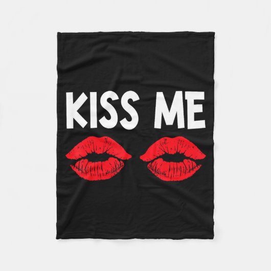 Kiss Me Funny Couples Tee Valentine's Day Couple M Fleece Deken (Voorkant)