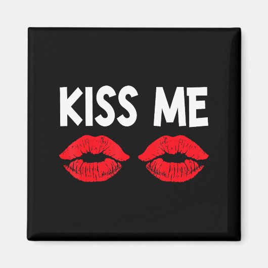 Kiss Me Funny Couples Tee Valentine's Day Couple M Magneet (Voorkant)
