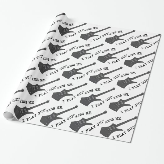 Kiss Me Gitaarspeler Cadeaupapier (Uitgerold)