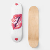 Kiss Me Glossy Red Lips Art Illustration Persoonlijk Skateboard (Voorkant)