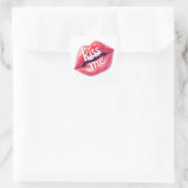 Kiss Me Glossy Red Lips Art Illustration Vierkante Sticker (Tas)