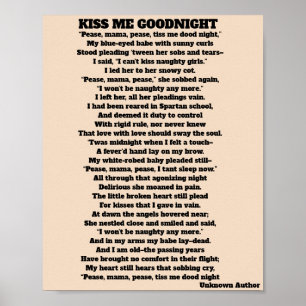 KISS ME GOOD NGHT-gedicht Poster