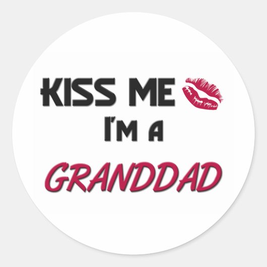 Kiss Me Granddad Ronde Sticker (Voorkant)
