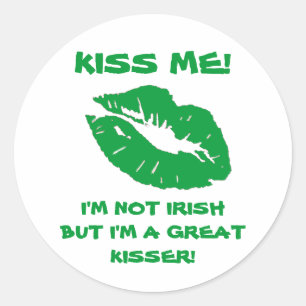 Kiss Me-Green Irish Kiss Ronde Sticker