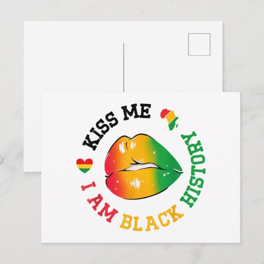 Kiss Me I Am Black History Maand Afro-Amerikaan Briefkaart (Voorkant / Achterkant)