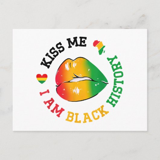 Kiss Me I Am Black History Maand Afro-Amerikaan Briefkaart (Voorkant)