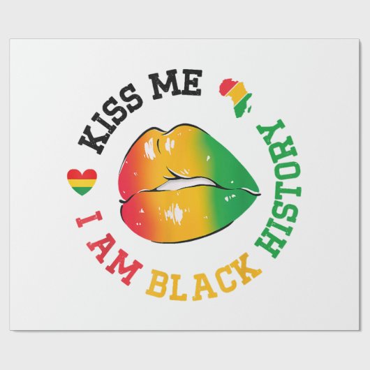 Kiss Me I Am Black History Maand Afro-Amerikaan Cadeaupapier (Vlak)