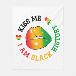 Kiss Me I Am Black History Maand Afro-Amerikaan Fleece Deken