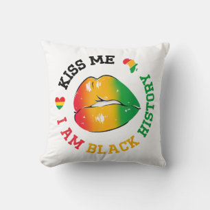 Kiss Me I Am Black History Maand Afro-Amerikaan Kussen