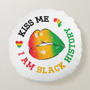 Kiss Me I Am Black History Maand Afro-Amerikaan Rond Kussen