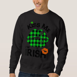 Kiss me I M Irish Buffalo Pset Lips Clover St Pat Trui