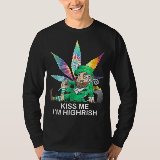 Kiss Me I M Irish Leprechaun Weed Leaf St Patricks T-shirt (Voorkant)