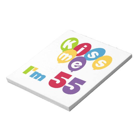 Kiss me Ik ben 55-jarige overhemden en cadeautjes. Notitieblok (Linkerzijde)