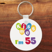 Kiss me Ik ben 55-jarige overhemden en cadeautjes. Sleutelhanger (Voorkant)