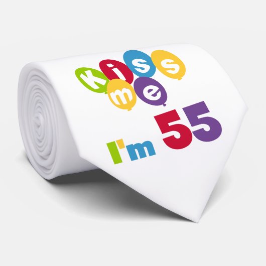 Kiss me Ik ben 55-jarige overhemden en cadeautjes. Stropdas (Opgerold)