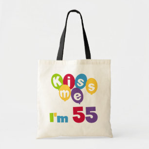Kiss me Ik ben 55-jarige overhemden en cadeautjes. Tote Bag