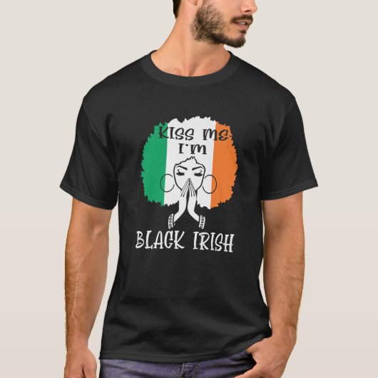Kiss me Ik ben Black Irish St Patricks Day Black W T-shirt (Voorkant)