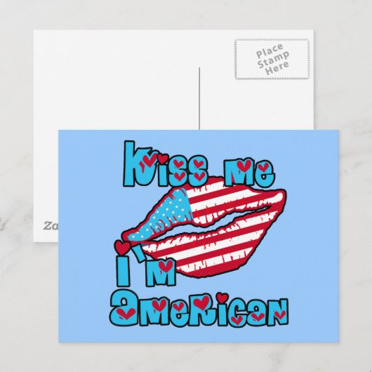 Kiss Me Ik ben een Amerikaans product Briefkaart (Voorkant / Achterkant)
